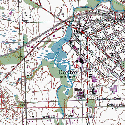 Western Michigan University MI-Dexter: Authoritative US Topos 1996 digital map
