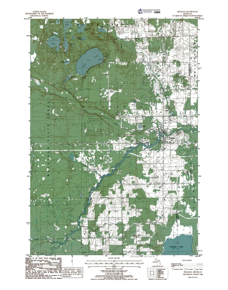 MI-Hillman: Authoritative US Topos 1986 Map by Western Michigan ...