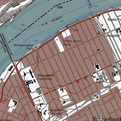 Western Michigan University MI-ONT-Detroit: Authoritative US Topos 1968 digital map