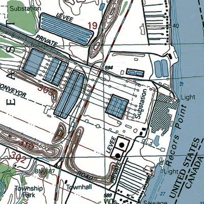 Western Michigan University MI-ONT St Clair: Authoritative US Topos 1991 digital map