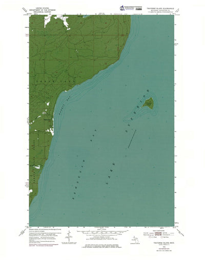 Western Michigan University MI-Traverse Island: Authoritative US Topos 1954 digital map