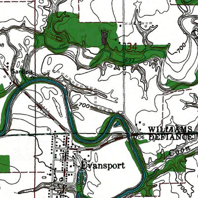 Western Michigan University OH-Evansport: Authoritative US Topos 1973 digital map