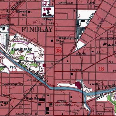 Western Michigan University OH-Findlay: Authoritative US Topos 1960 digital map