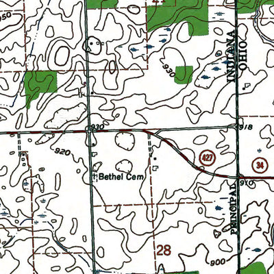 Western Michigan University OH-IN-Edon: Authoritative US Topos 1994 digital map