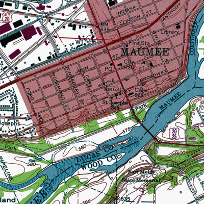 Western Michigan University OH-Maumee: Authoritative US Topos 1964 digital map