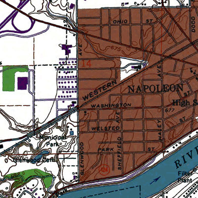 Western Michigan University OH-Napoleon West: Authoritative US Topos 1971 digital map