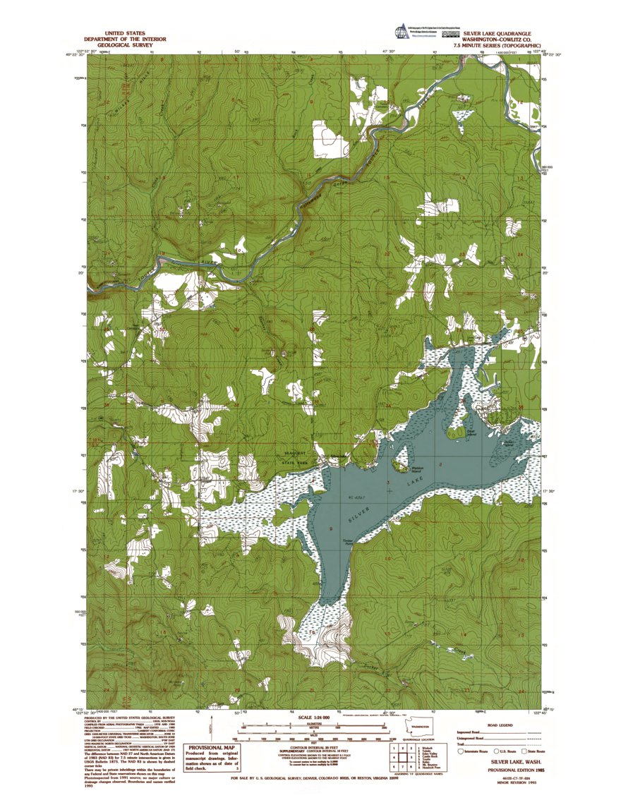 WA-Silver Lake: Authoritative US Topos 1985 Map by Western Michigan ...