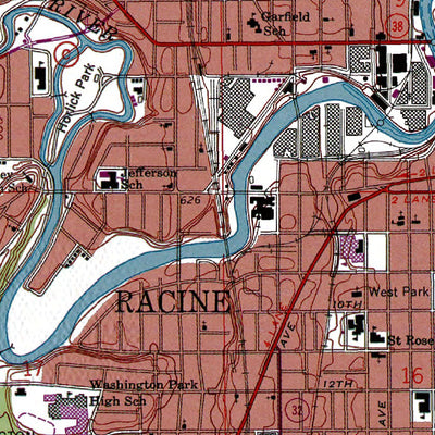 Western Michigan University WI-Racine South: Authoritative US Topos 1958 digital map