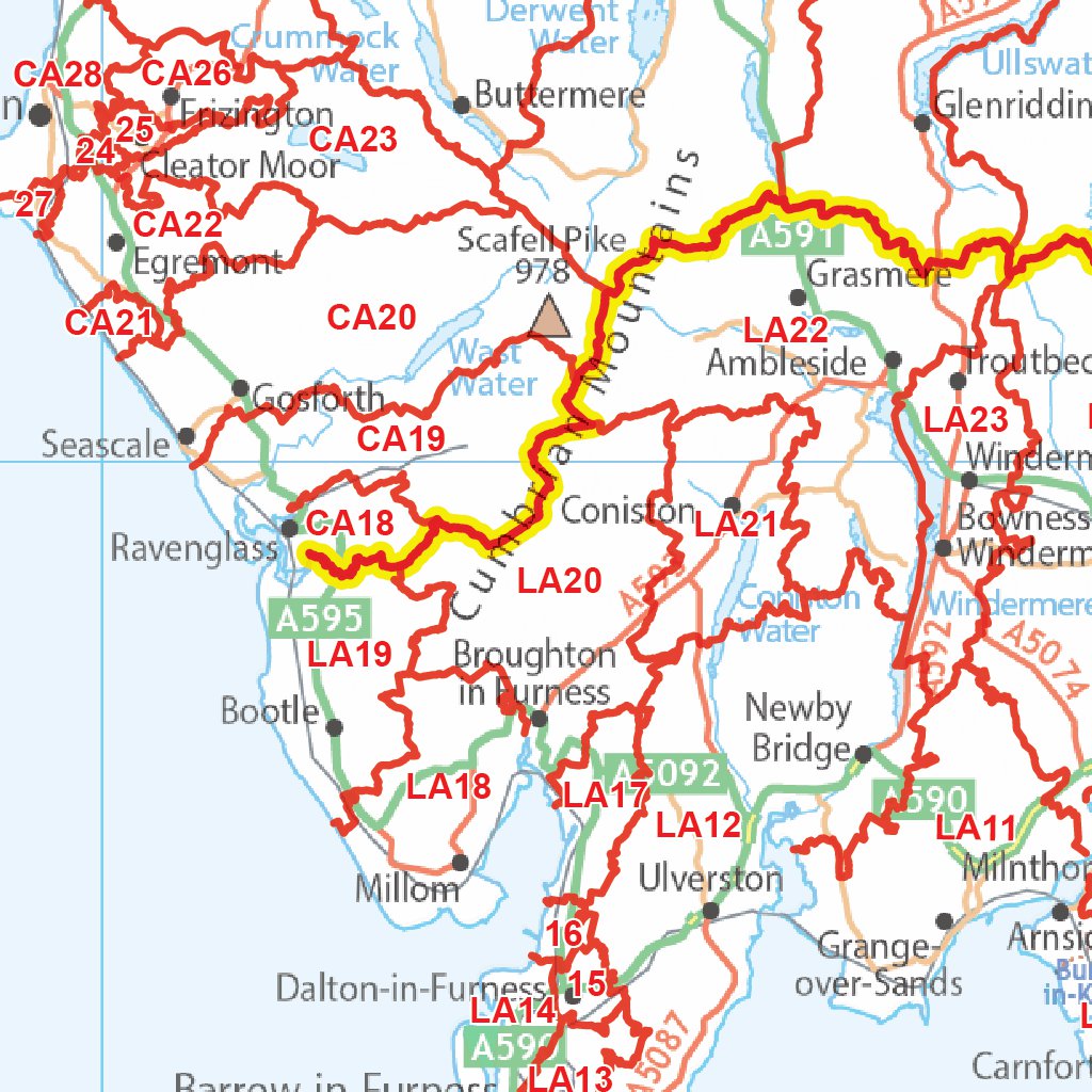 XYZ Postcode District Map - (D11) - UK White Background by XYZ Maps ...