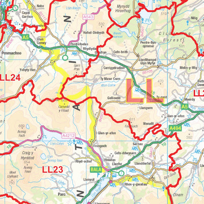 XYZ Maps XYZ Postcode District Map - (D3) - Wales & NW England digital map
