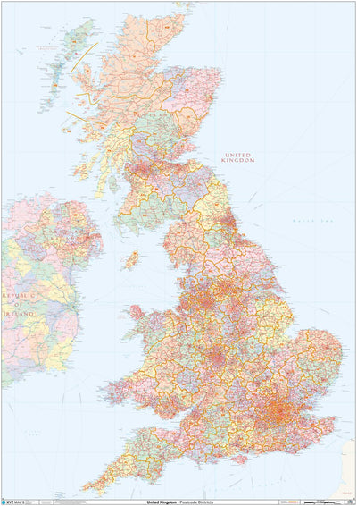 XYZ Maps XYZ Postcode District Map - (D8) - United Kingdom digital map