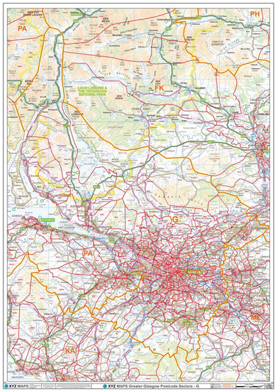 XYZ Maps XYZ Postcode Sector Map - (G4) - Glasgow (G) digital map