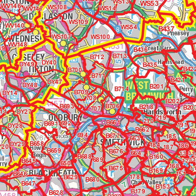 XYZ Maps XYZ Postcode Sector Map - (S10) - West Midlands digital map