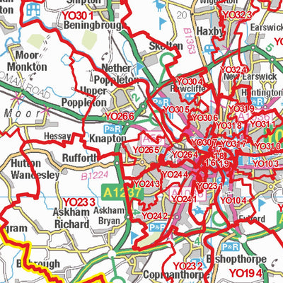XYZ Maps XYZ Postcode Sector Map - (S13) - Yorkshire digital map