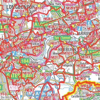 XYZ Maps XYZ Postcode Sector Map - (S16) - NE England digital map