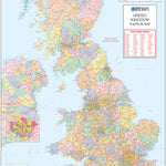 XYZ Maps XYZ UK Postcode Area Political Map - (AR2) digital map