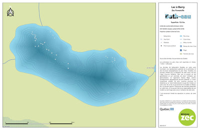 Zecs Québec Carte bathymétrique du lac à Barry de la zec Forestville (2023) digital map