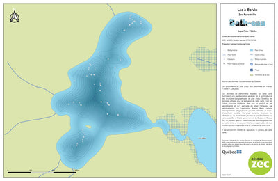 Zecs Québec Carte bathymétrique du lac à Boivin de la zec Forestville (2023) digital map