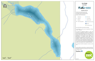 Zecs Québec Carte bathymétrique du lac Ango de la zec Owen (2023) digital map