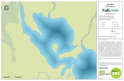 Zecs Québec Carte bathymétrique du lac Atlas de la zec Gros-Brochet (2023) digital map
