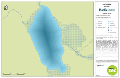 Zecs Québec Carte bathymétrique du lac Beazley de la zec Owen (2023) digital map