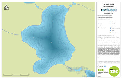 Zecs Québec Carte bathymétrique du lac Belle Truite de la zec Menokeosawin (2023) digital map