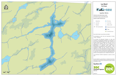 Zecs Québec Carte bathymétrique du lac Biard de la zec Borgia (2023) digital map