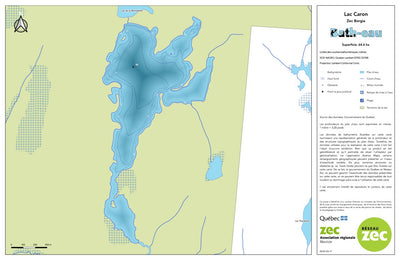 Zecs Québec Carte bathymétrique du lac Caron de la zec Borgia (2023) digital map