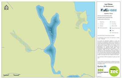 Zecs Québec Carte bathymétrique du lac Climax de la zec Menokeosawin (2023) digital map