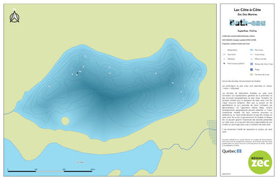 Zecs Québec Carte bathymétrique du lac Côte-à-Côte de la zec des Martres (2023) digital map