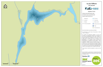 Zecs Québec Carte bathymétrique du lac de l'Offense de la zec Jeannotte (2023) digital map