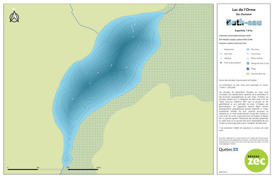 Zecs Québec Carte bathymétrique du lac de l'Orme de la zec Dumoine (2023) digital map