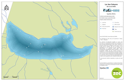 Zecs Québec Carte bathymétrique du lac des Caleçons de la zec Lac-au-Sable (2023) digital map