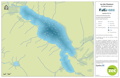 Zecs Québec Carte bathymétrique du lac des Chasseurs de la zec Bas-Saint-Laurent (2023) digital map