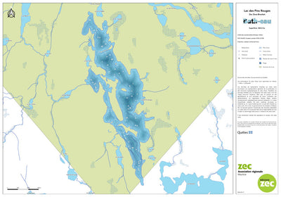 Zecs Québec Carte bathymétrique du lac des Pins Rouges de la zec Gros-Brochet (2023) digital map