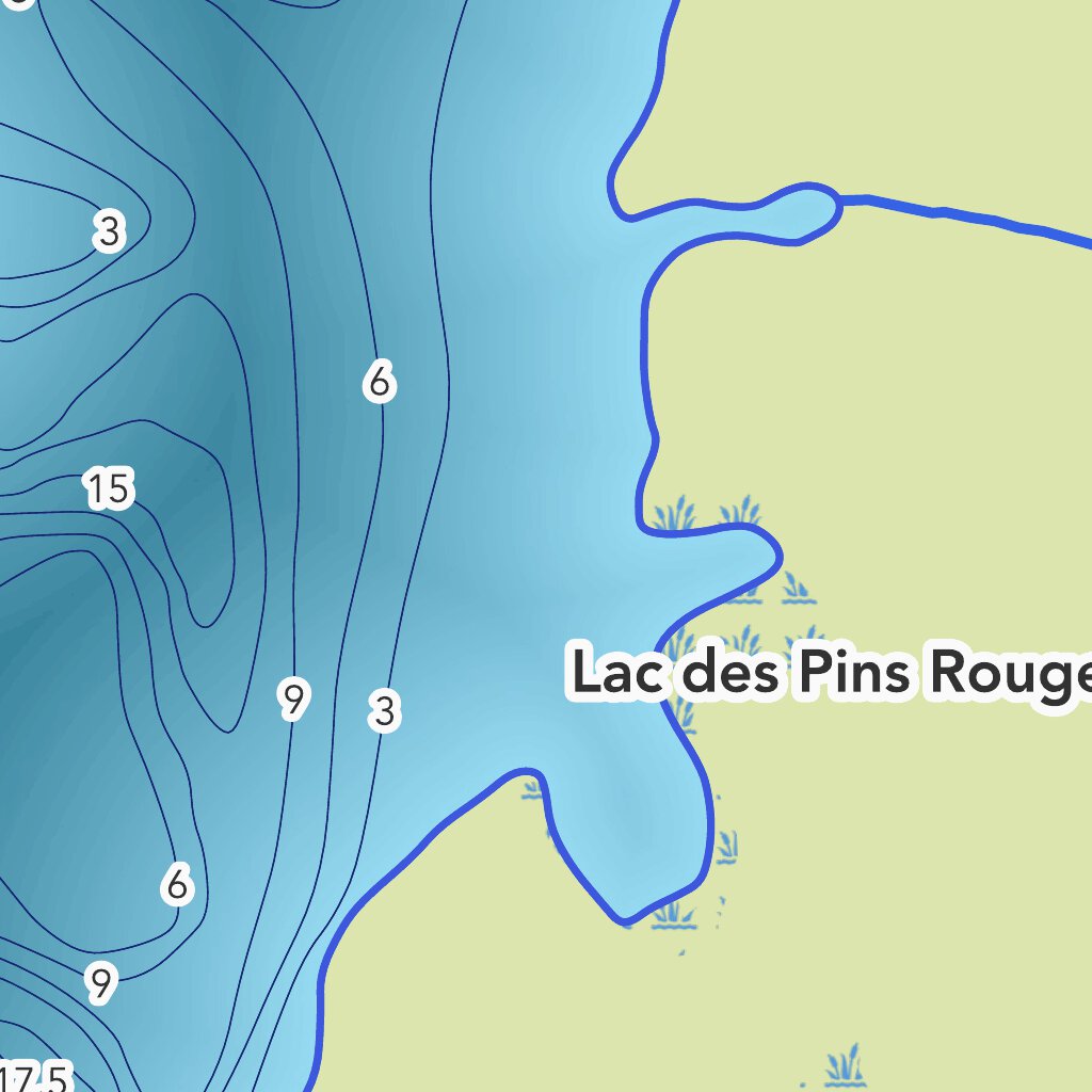 Carte bathymétrique du lac des Pins Rouges de la zec Gros-Brochet (2023 ...