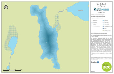 Zecs Québec Carte bathymétrique du lac du Boeuf de la zec Maganasipi (2023) digital map