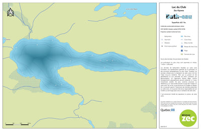Zecs Québec Carte bathymétrique du lac du Club de la zec Kipawa (2023) digital map
