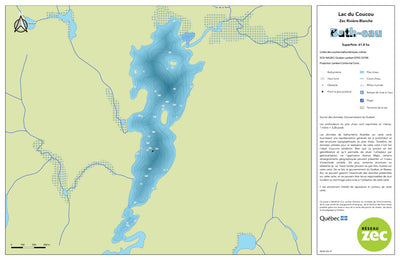 Zecs Québec Carte bathymétrique du lac du Coucou de la zec Rivière-Blanche (2023) digital map