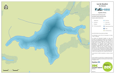 Zecs Québec Carte bathymétrique du lac du Goudron de la zec Kiskissink (2023) digital map