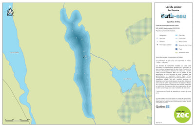 Zecs Québec Carte bathymétrique du lac du Jaseur de la zec Dumoine (2023) digital map