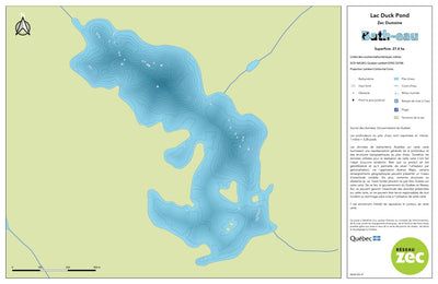 Zecs Québec Carte bathymétrique du lac Duck Pond de la zec Dumoine (2023) digital map