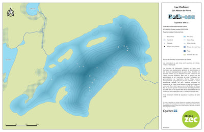 Zecs Québec Carte bathymétrique du lac Dufrost de la zec Maison-de-Pierre (2023) digital map