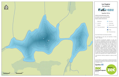 Zecs Québec Carte bathymétrique du lac Eugène de la zec Jeannotte (2023) digital map