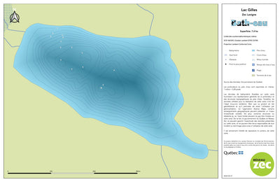 Zecs Québec Carte bathymétrique du lac Gilles de la zec Lavigne (2023) digital map