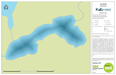 Zecs Québec Carte bathymétrique du lac Gold de la zec Frémont (2023) digital map