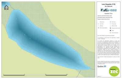 Zecs Québec Carte bathymétrique du lac Goyette (1/2) de la zec Labrieville (2023) digital map