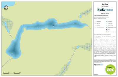 Zecs Québec Carte bathymétrique du lac Guy de la zec Dumoine (2023) digital map