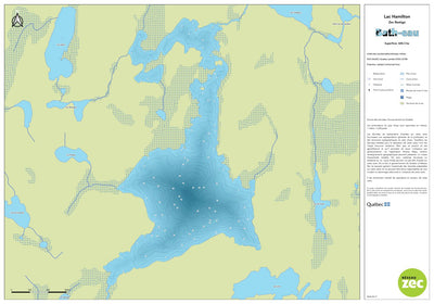 Zecs Québec Carte bathymétrique du lac Hamilton de la zec Restigo (2023) digital map