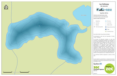 Zecs Québec Carte bathymétrique du lac Holloway de la zec Jeannotte (2023) digital map